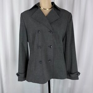 Larry‎ Levine Blazer Womens 12 Gray Double Breasted Career Jacket Stretch